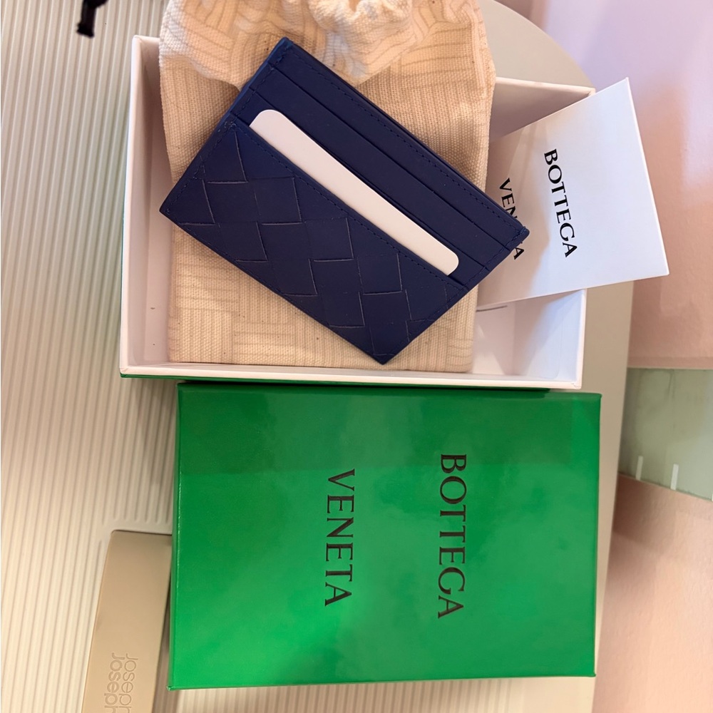 Bottega Veneta Navy Woven Card Holder